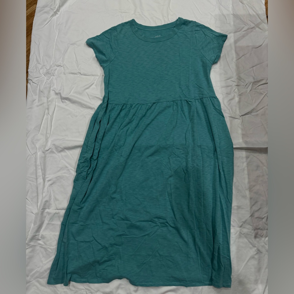 NEW turquoise long dress short sleeve Cotton